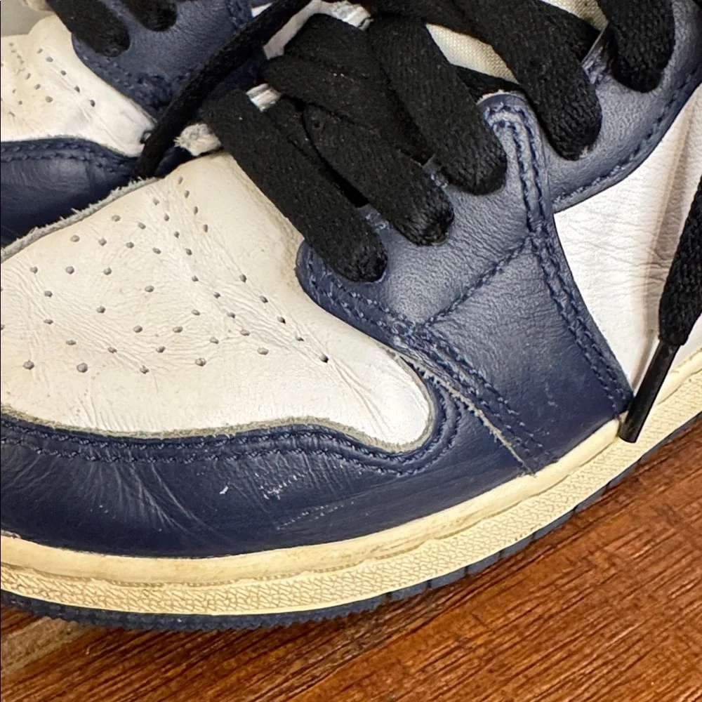 Air Jordan 1 High OG Sneakers Storm Blue and White Basketball Shoes Youth 4‎